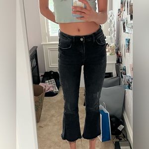 Zara crop flare black jeans, size 2